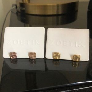 gold and rose gold square stud earrings BRAND NEW